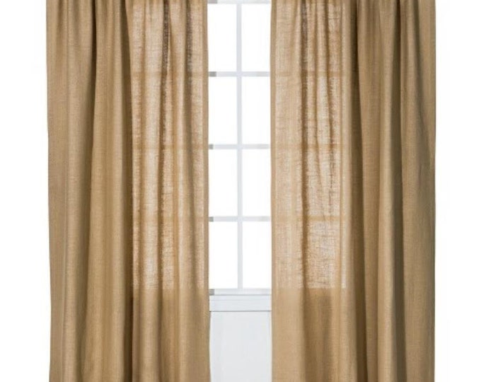 Burlap curtain, curtains, burlap, drapes, drapery, burlap window treatment, curtain panel, rustic decor, home decor, custom sizes available