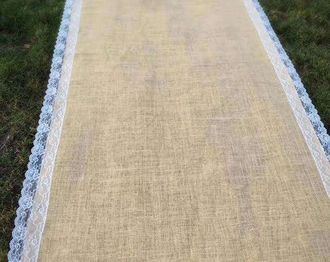 Aisle runner, wedding aisle runner, burlap aisle runner, aisle runner wedding, wedding decor, wedding runner aisle, ivory lace, red, SALE