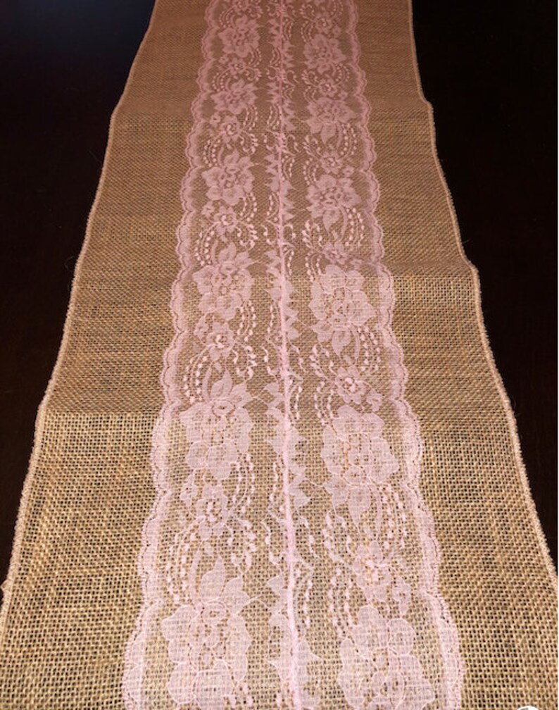SALE Table Runner Burlap Table Runner With Ivory Lace Etsy