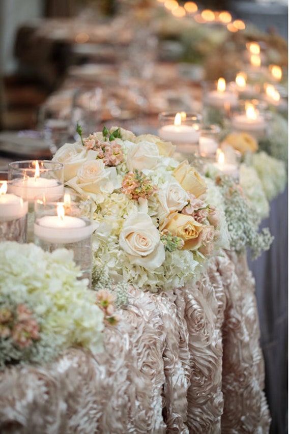Rosette Linens Tablecloth Linen Runner Overlay Wedding Event Party Anniversary Shower Bridal Reception Decor Cake Sweetheart Rose