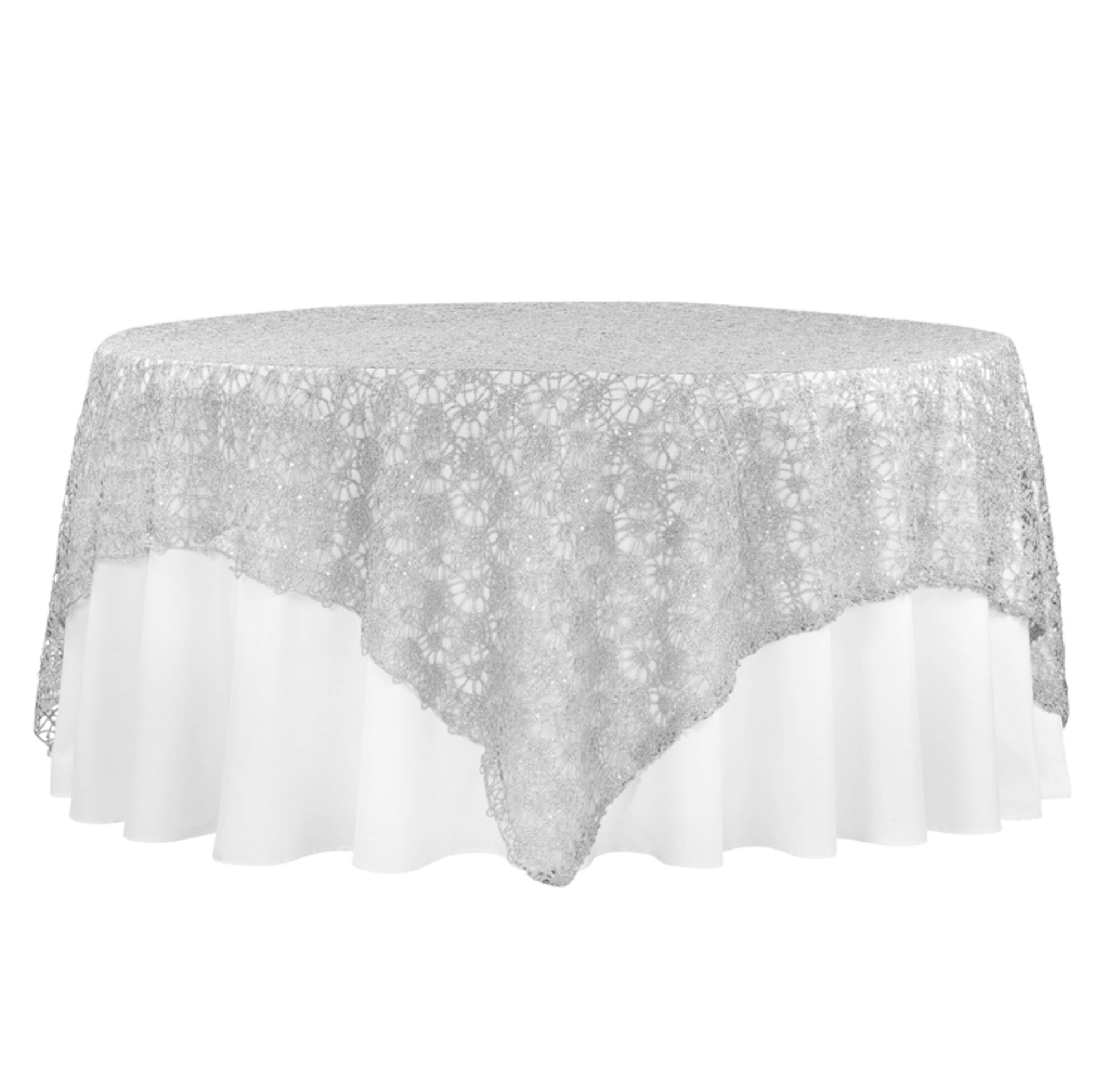 Gold Lace Tablecloth Silver Sequin Chain Lace Table Overlay Etsy