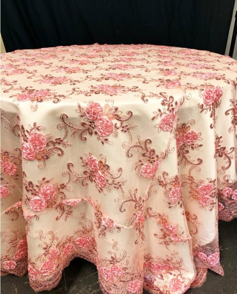 Lace Tablecloth Vintage White Embroidered Overlay Image 0