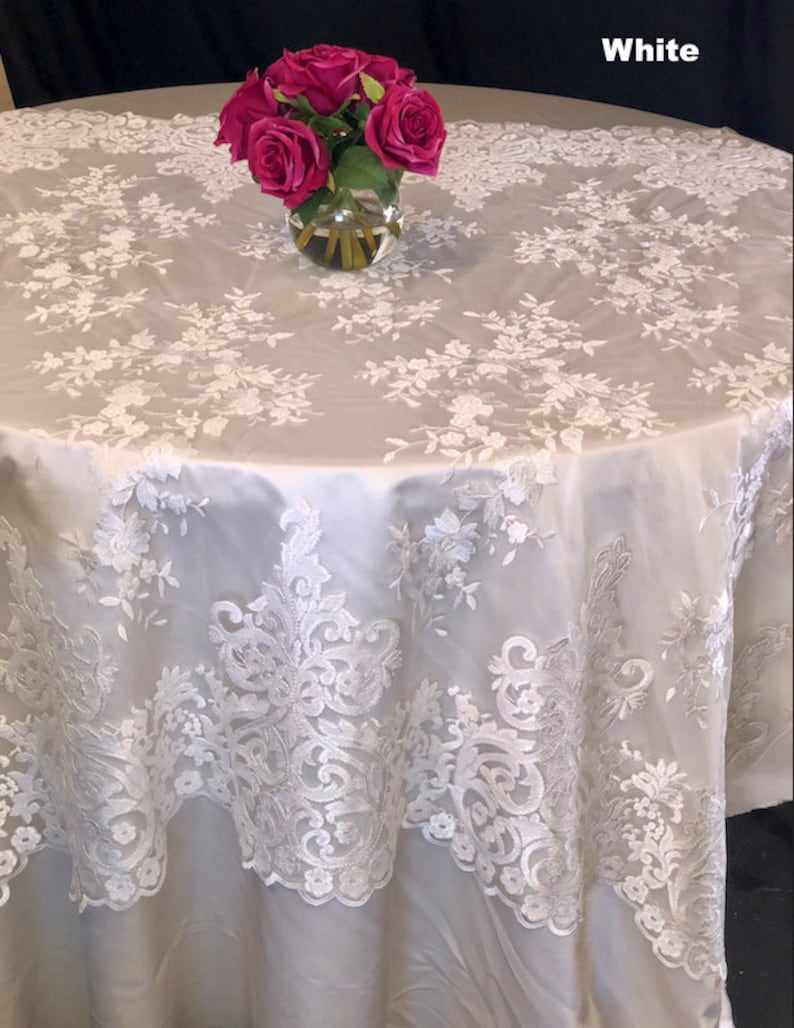 Lace Tablecloth Wedding White And Gold Wedding Table Cloth Etsy