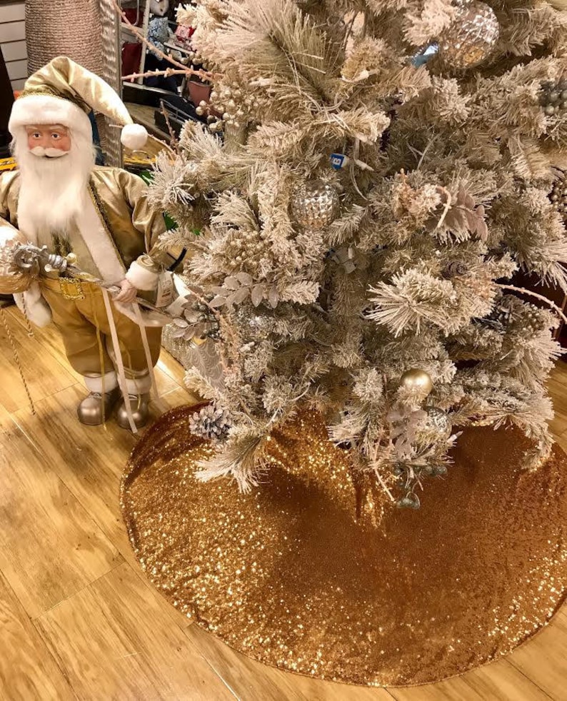 Gold Sequins Tree Skirt Tree Skirt Christmas Tree Skirt Etsy