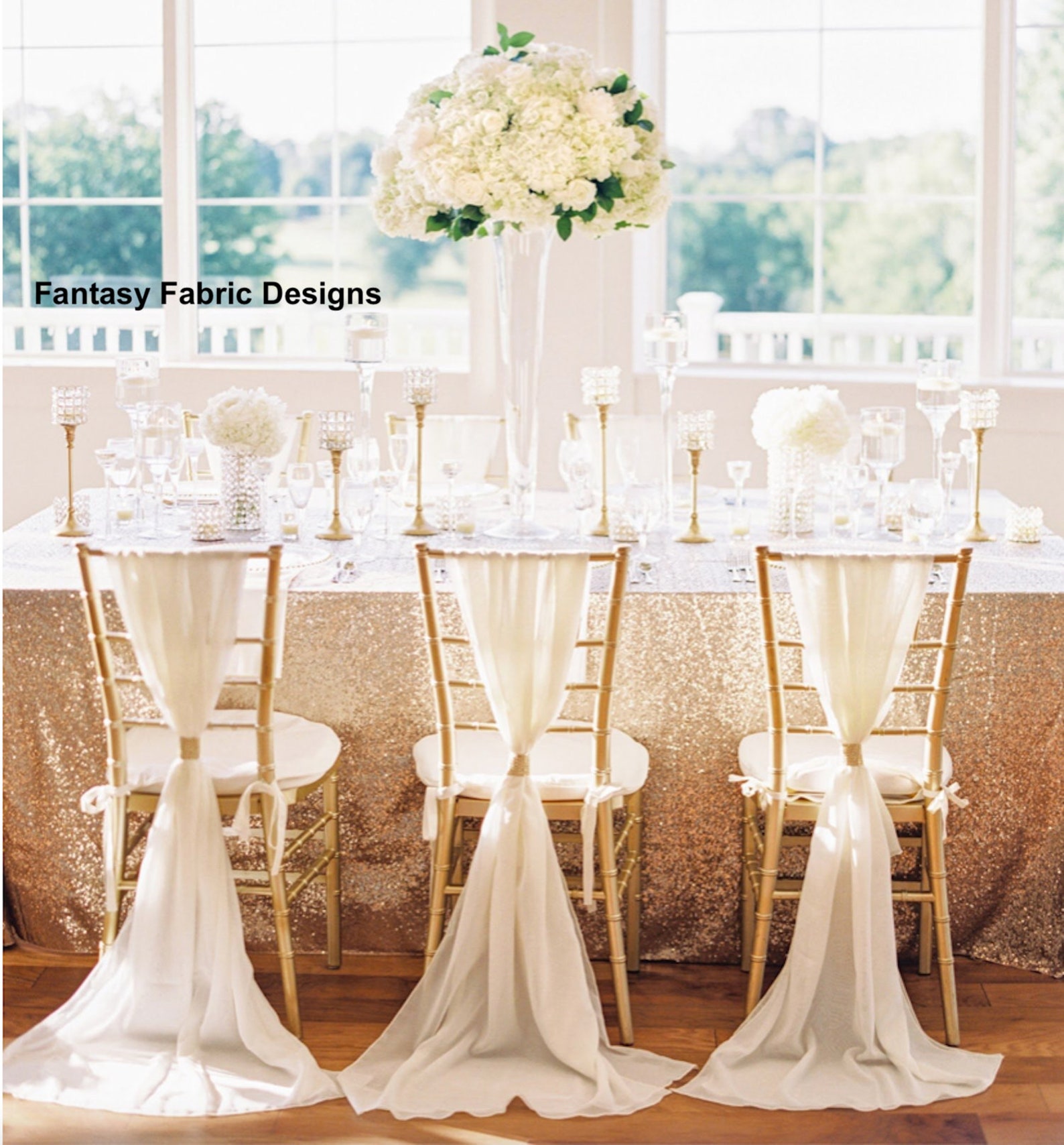 Romantic Chiffon Chiavari Chair Sash, Chair Cover, Wedding Reception