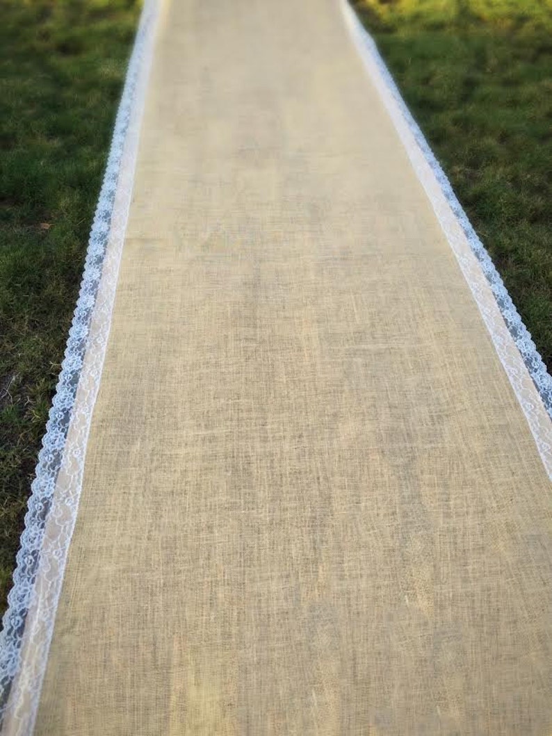 Sale Wedding Burlap Aisle Runner With Scalloped Ivory French Etsy