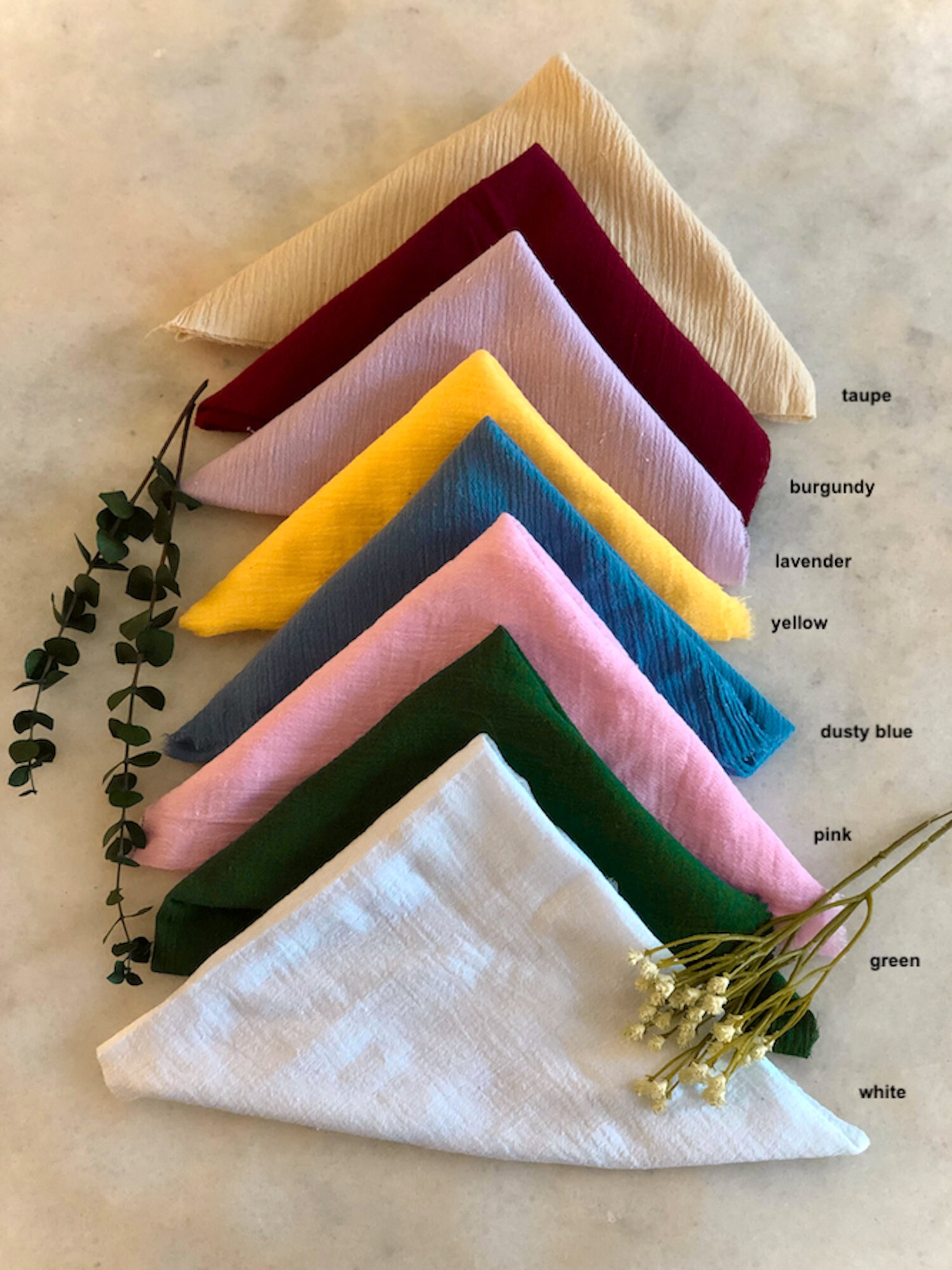 Gauze napkins, napkins, wedding decor, table decor, cotton napkins