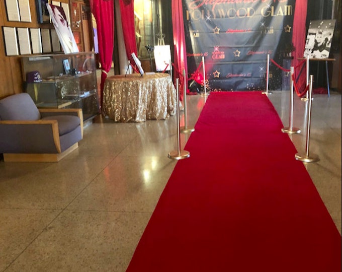 Red Velvet Aisle Runner, red carpet, red carpet runner, aisle runner, prom, Red velvet, non slip aisle runner, hollywood party, glam events