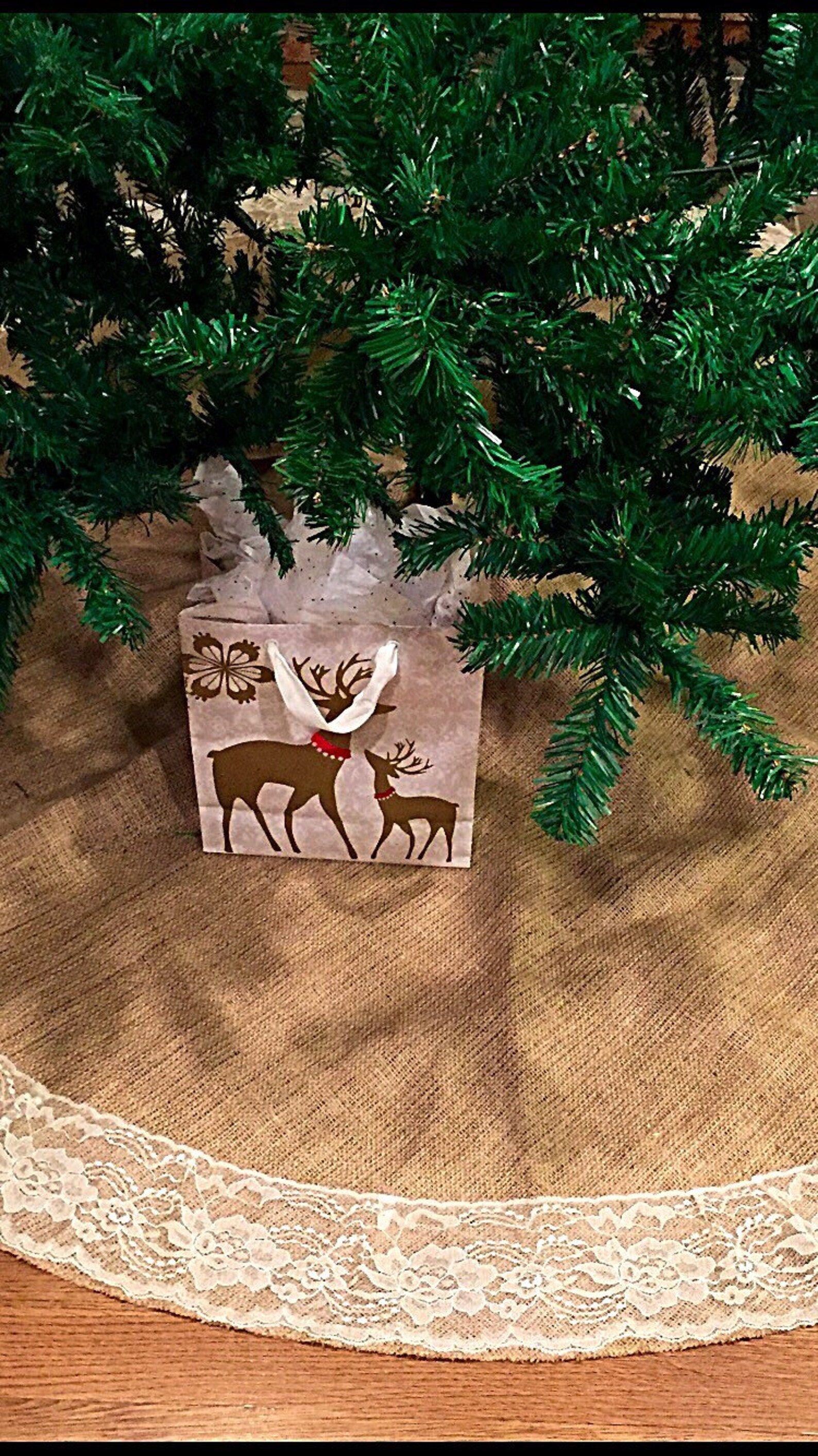 Christmas Tree Skirt Burlap and Lace Christmas Tree Skirt Etsy