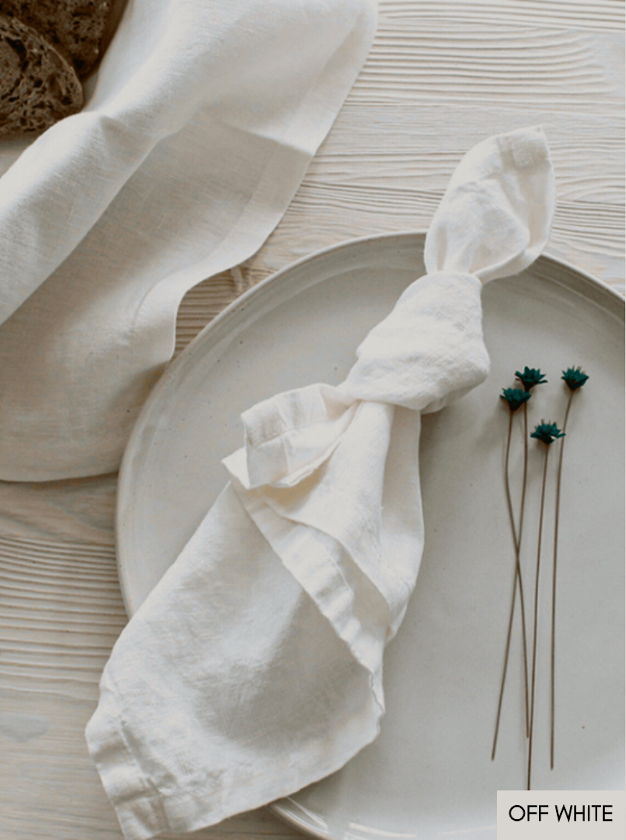 Personalized White Linen Napkins - Set of 12