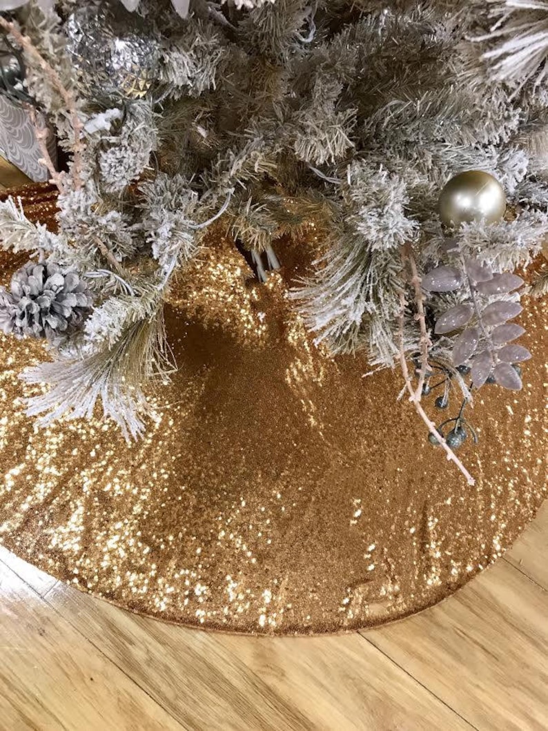 Sequin Tree Skirt Tree Skirt Christmas Tree Skirt Gold Etsy