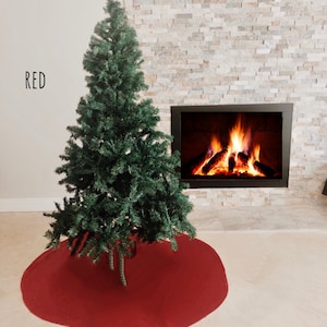 Falda de árbol, falda de árbol de Navidad, falda de árbol de terciopelo rojo, terciopelo rojo, falda de árbol, decoración navideña, decoración del hogar, vacaciones, falda de árbol roja