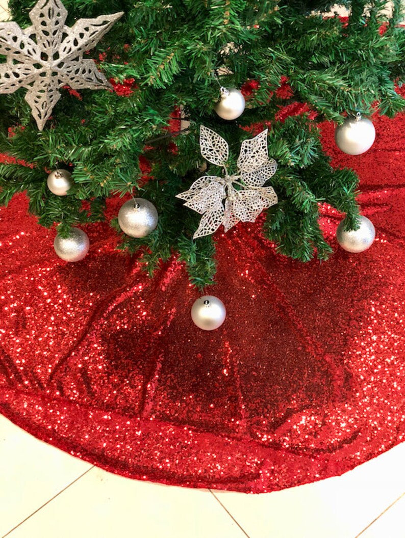 Sequin Tree Skirt Tree Skirt Christmas Tree Skirt Gold Etsy