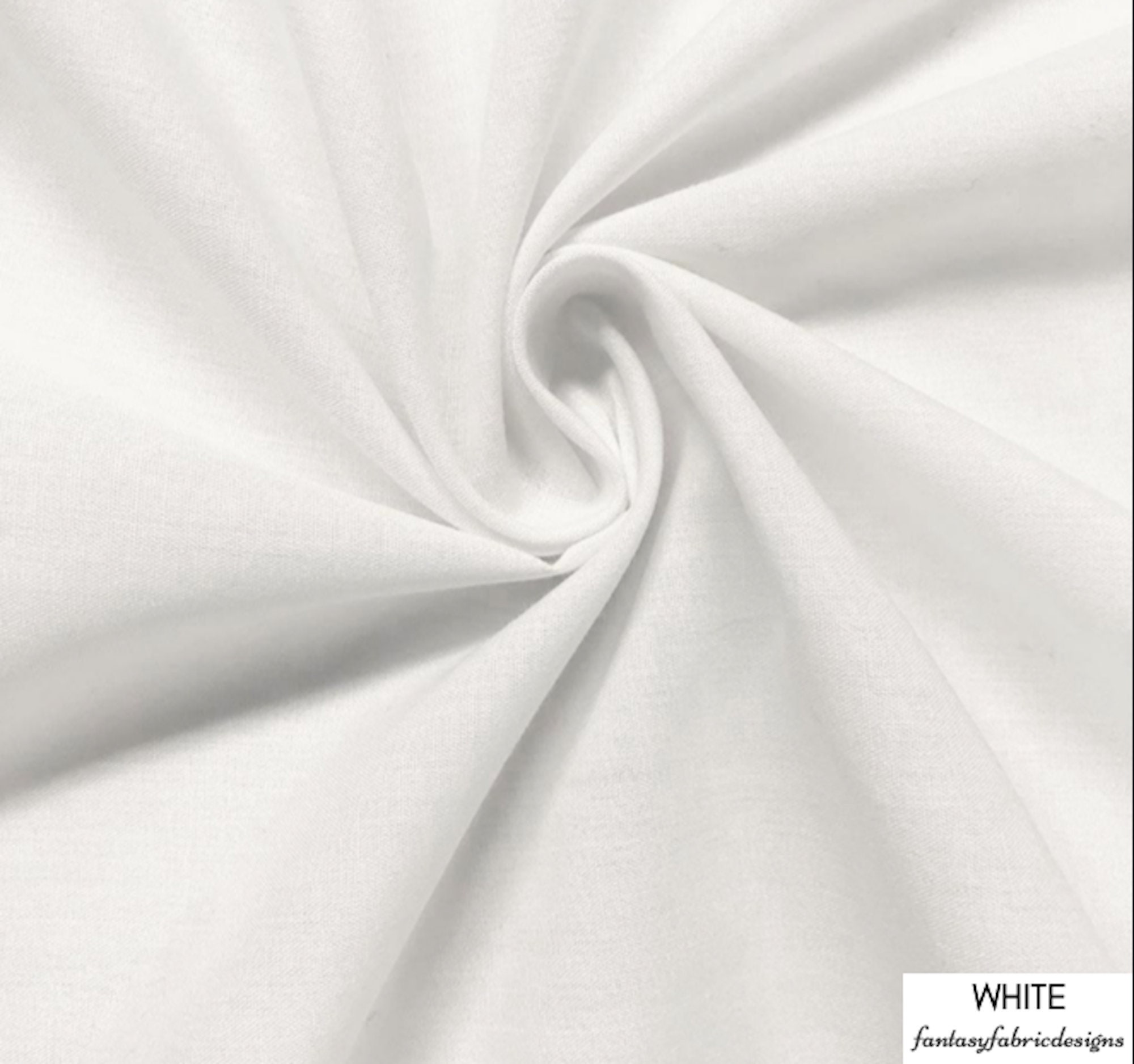 Polyester Fabric, Fabric by the Yard, Poly Poplin Yardage, Per Yard, Fabric Per Yard, White