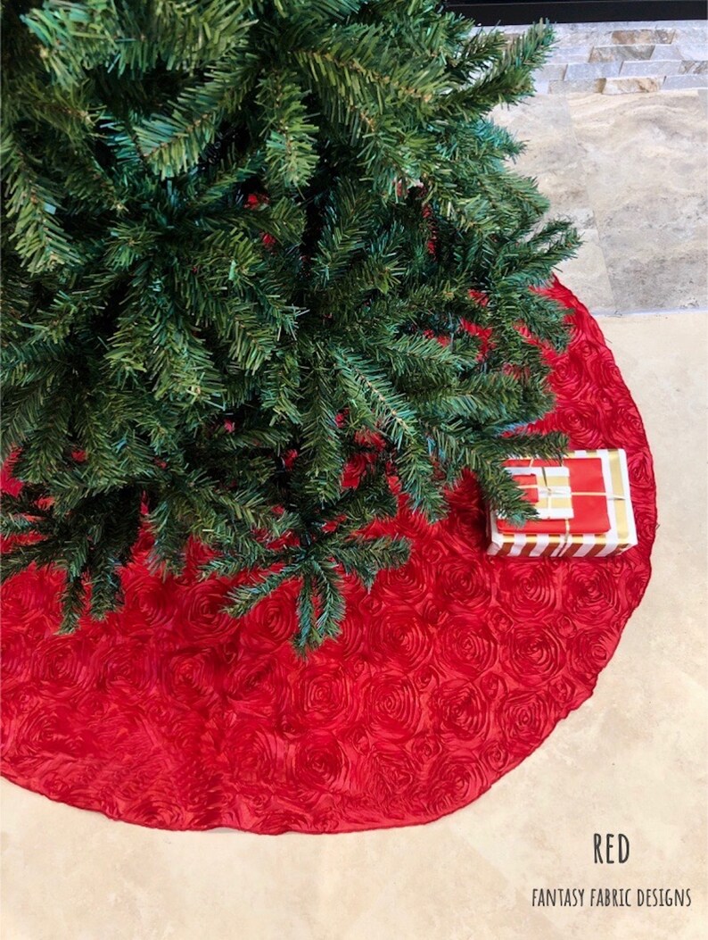 Rosette Christmas tree skirt Christmas tree skirt rosette Etsy