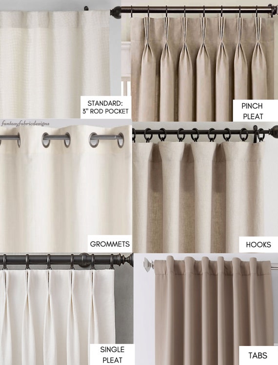 Linen Curtains, Custom Window Drapes, White Curtain, Tabs, Ties, 3 Rod  Pocket, Hooks, Grommets, Living Room Decor, Drapery, Bedroom, Home -   Canada