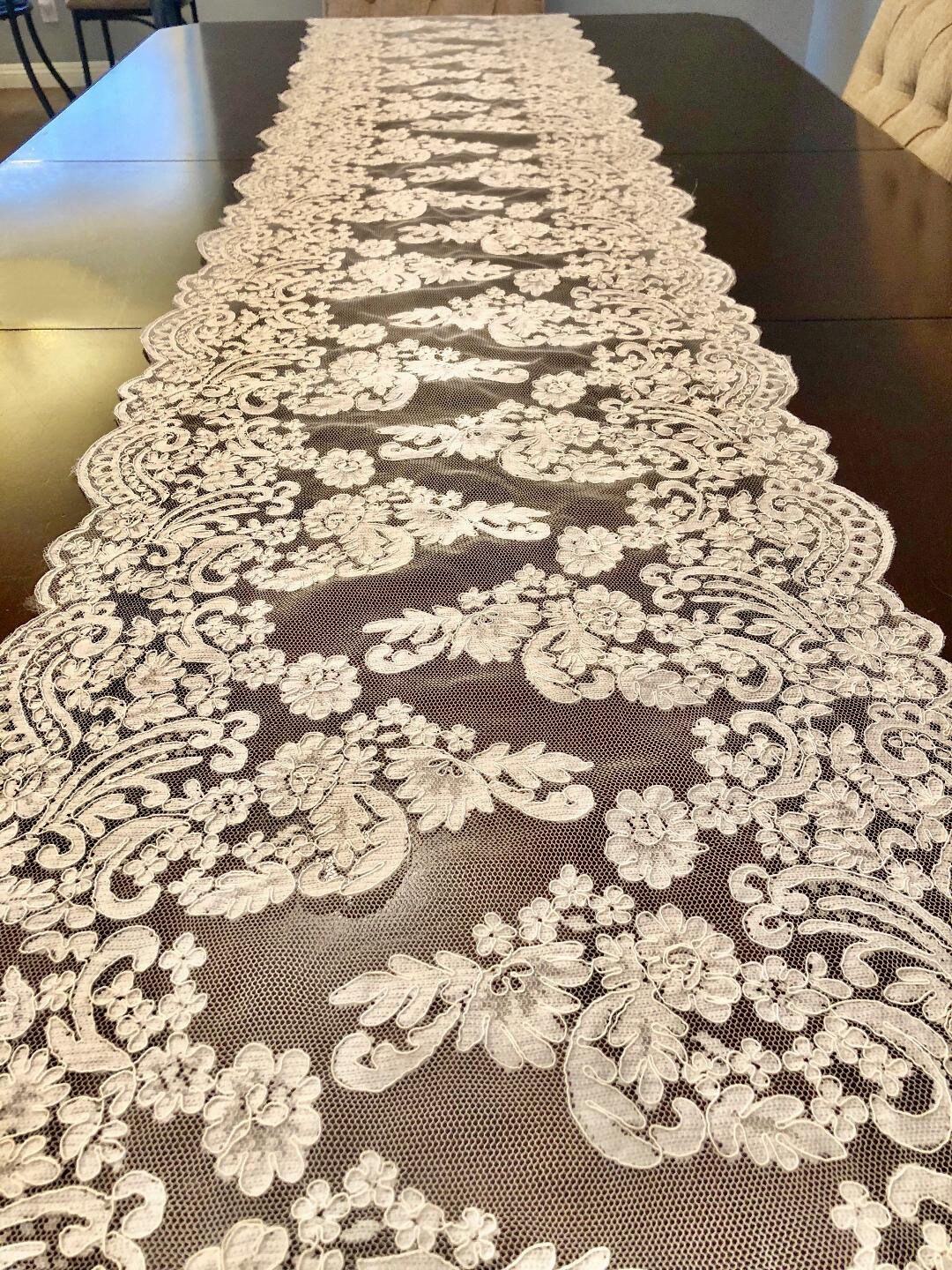 table runner, lace table runner, lace, ivory table runner, wedding