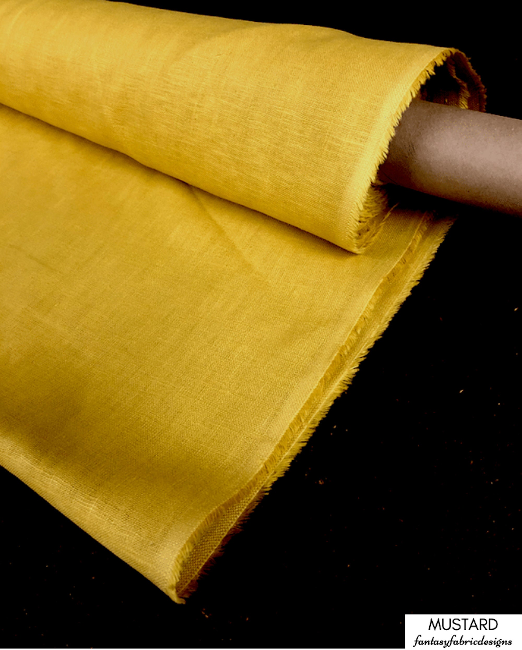 Linen Fabric by the Yard, Linen Fabric, Mustard Yardage, Per Yard ...