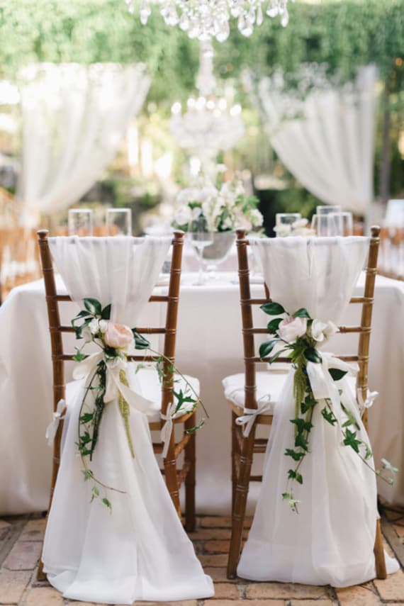 SALE 50 Chair Sashes, White Chiffon Chiavari Chair Cover Sash With