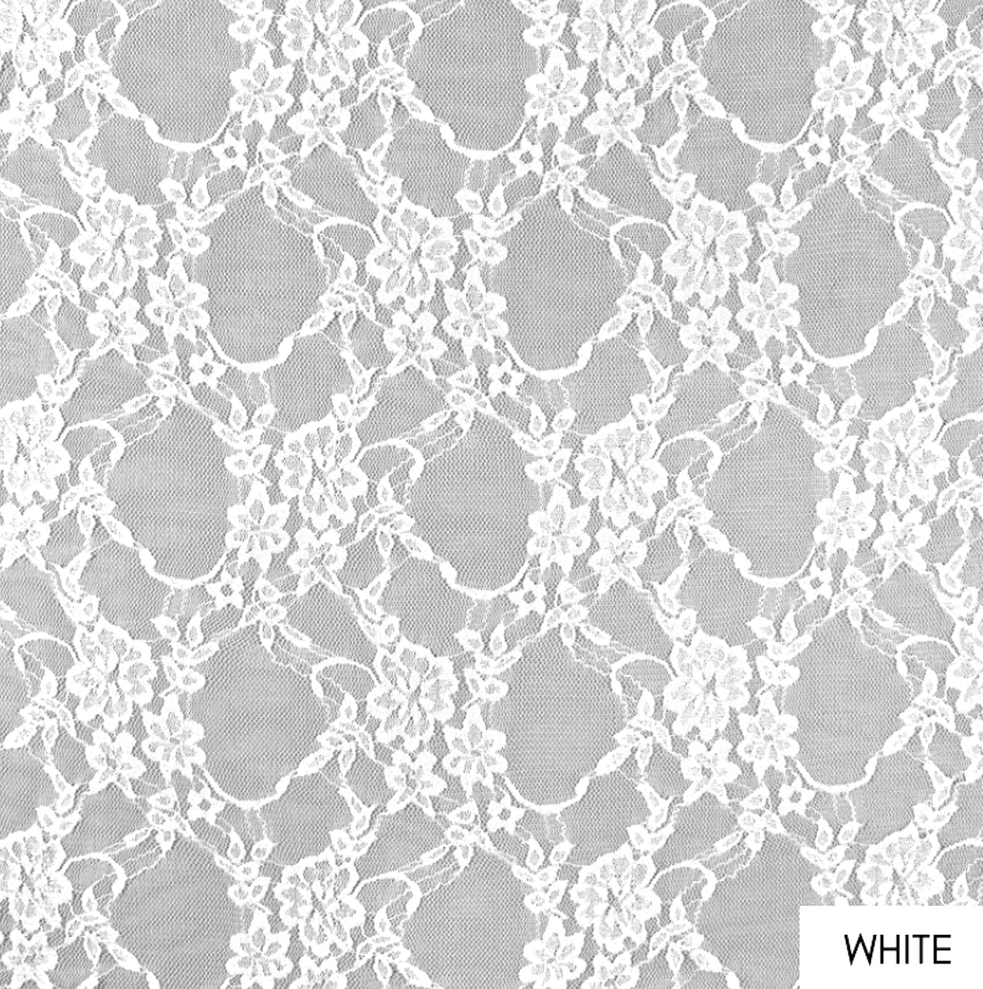Stretch Lace, Fabric by the Yard, Ivory Lace, Polyester, Romantic