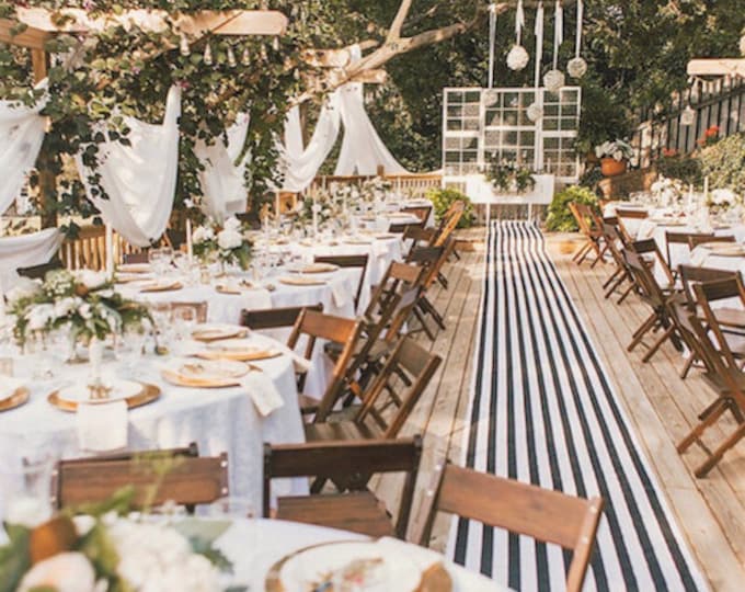 Striped aisle runner, Aisle runner, wedding aisle runner, preppy, nautical themed wedding, navy blue and white, modern, black white