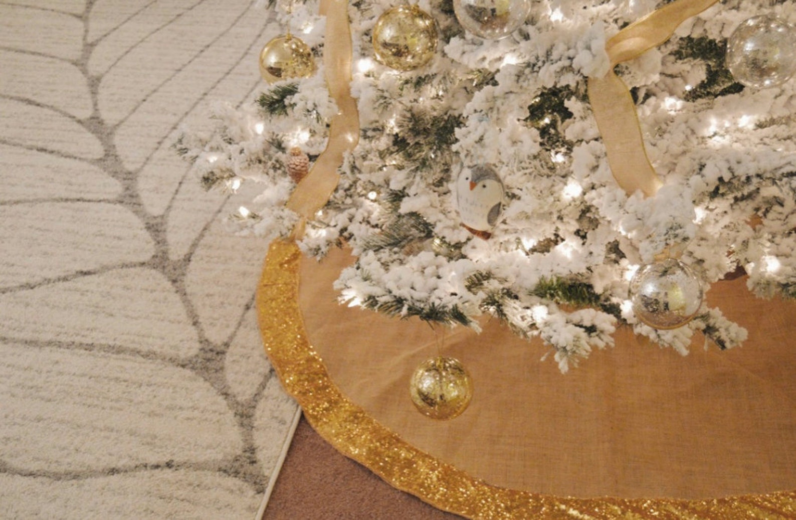 Christmas Tree Skirt Burlap and Gold or Red Sequence Etsy