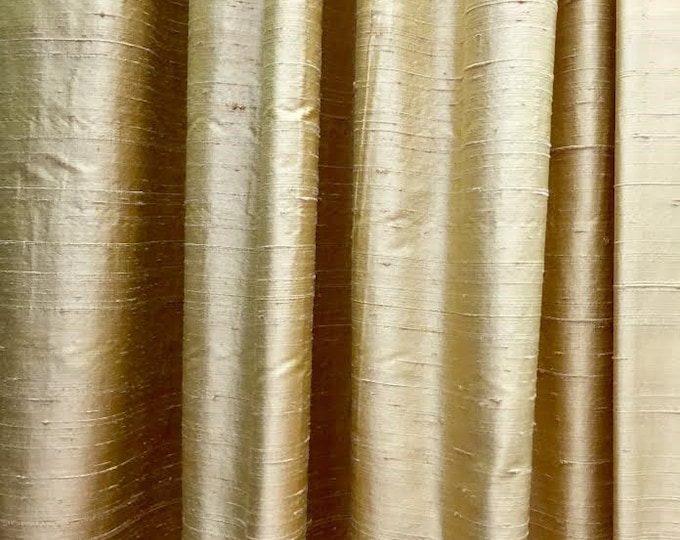 Color block silk window treatments, silk curtain panels, silk drapes, drapery, raw silk, gold curtain, window curtains, blackout curtain