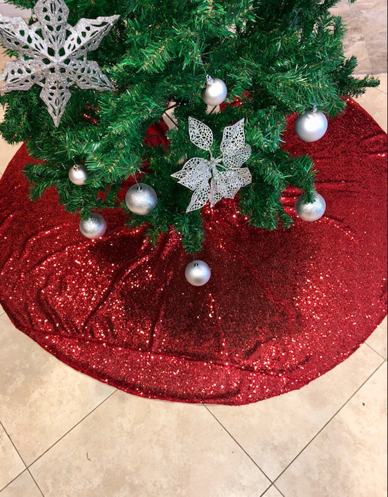 Gold sequence tree skirt Tree skirt Christmas Tree skirt Etsy