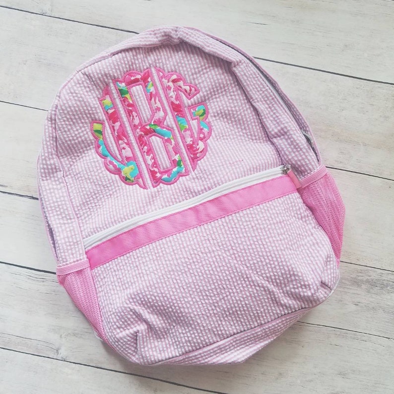 Scalloped Circle Monogrammed Backpack