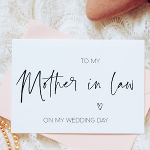 Elegant To My Mother in Law on My Wedding Day Card, Parents in Law Wedding Card, Mum Of The Groom, Wedding Card For Brides Mom, BT