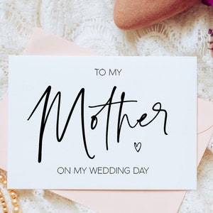 Modern To My Mother on My Wedding Day Card From Daughter, To My Mom Wedding Card From Son, Mum Of The Groom, Wedding Card For Brides Mom, BT