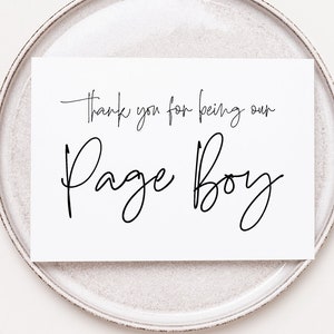Danke, dass Sie unsere Page Boy-Hochzeitskarte, Page Boy-Geschenk, Hochzeitsfeier, Brautparty Danke, Groomsman Geschenke von Braut und Bräutigam sind
