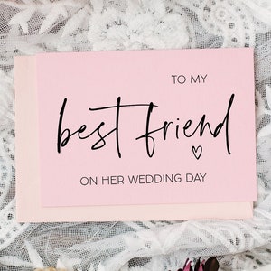Rose poudré pour ma meilleure amie le jour de son mariage, cadeau pour la mariée, carte meilleure amie, carte de mariage meilleure amie, cartes roses, cadeau meilleure amie BT
