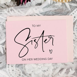 Pink zu meiner Schwester an ihrem Hochzeitstag Karte, Schwester Geschenk, Braut Geschenk, Braut zu sein Karte, Brautparty Geschenk, Hochzeitskarten, Bester Freund