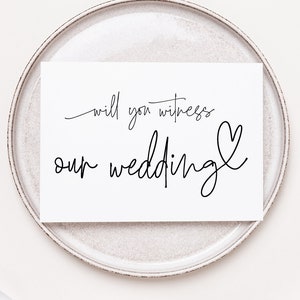 Vuoi essere testimone del nostro matrimonio, biglietto di ringraziamento per la festa nuziale da parte degli sposi, moderno per assistere al matrimonio, semplice