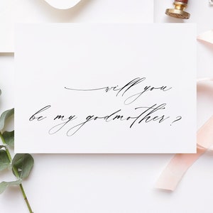 Tarjeta de solicitud de madrina de caligrafía, serás mi tarjeta de propuesta de madrina, regalo de bautizo, regalo de bautismo, tarjeta de pregunta de Dios Madre