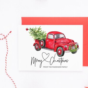 Vintage Truck Merry Christmas Holiday Greeting Cards, Personalized Christmas Card Set, Vintage Style Christmas Cards, Rustic Holiday Cards