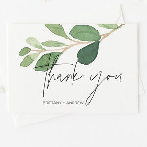 Eukalyptus Dankeskarten-Vorlage, Hochzeit Dankeskarten, Personalisierte Dankeskarten, Personalisierte Briefpapier Sets, Grüne Hochzeit