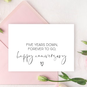 5. Hochzeitstag Karte, Fünfjähriges Jubiläumsgeschenk für Mann, Fünf Jahre Verheiratet, Karte für Freund, Holz, Liebeskarte für Frau
