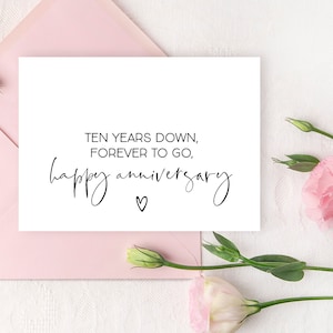 10. Hochzeitstag Karte für Sie, 10 Jahre Jahrestagsgeschenk für Mann, 10 Jahre verheiratet, Karte für Freund, Zinn, Liebeskarte für Frau