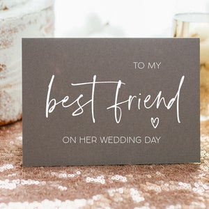 Tarjeta gris para mi mejor amiga en el día de su boda, regalo para la novia, tarjeta para la mejor amiga, tarjeta de boda para la mejor amiga, tarjetas rosas, regalo para la mejor amiga BT