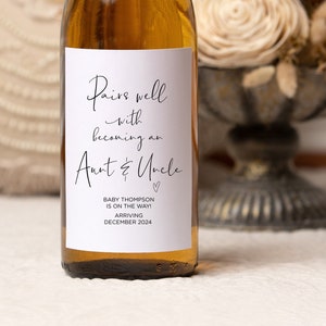 Aunt Uncle To Be Baby Announcement Wine Labels, Pairs Well With Becoming Aunty, Stickers Personalised Im Pregnant Reveal for Friends Brother