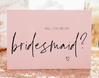 Blush Pink Will You be My Bridesmaid Proposal Card, Bridesmaid Asking Wedding Card, Bridal Party Request, Maid of Honour Gift Ideas, BT