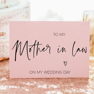 Pink To My Mother in Law on My Wedding Day Card, Parents in Law Wedding Card, Mum Of The Groom, Wedding Card For Brides Mom, BT