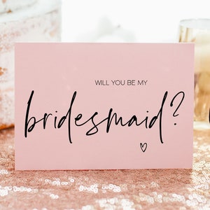 Blush Pink Will You Be My Bridesmaid-voorstelkaart, bruidsmeisje vraagt trouwkaart, verzoek bruidsfeest, cadeau-ideeën bruidsmeisje, BT