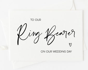 Minimalist To Our Ring Bearer on Our Wedding Day Card, Thank You Card, for Nephew Ring Bearer Gift Ideas, Bridal Party Gifts Heart BT