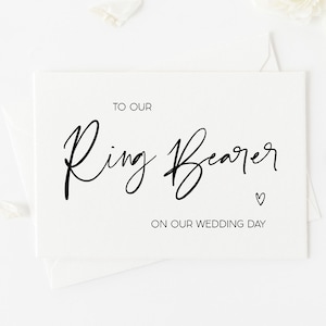 Tarjeta minimalista para nuestro portador de anillos en el día de nuestra boda, tarjeta de agradecimiento, ideas de regalo para el portador del anillo del sobrino, regalos para la fiesta nupcial Heart BT