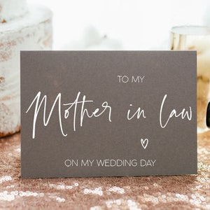 Grey To My Mother in Law on My Wedding Day Card, Parents in Law Wedding Card, Mum Of The Groom, Wedding Card For Brides Mom, BT