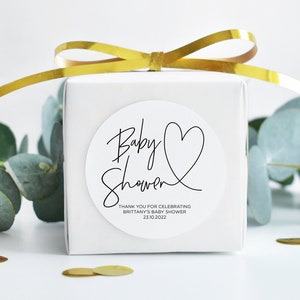 Personalisierte Baby Shower Sticker, Unisex Shower Etiketten, Elegante Etiketten Popcorn Party Tasche Sticker, Runde Süßigkeiten, Kreis Favor Bag Tags