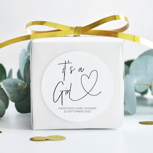 Süße Baby Shower Sticker, Custom It es a Girl Etiketten, Elegante Etiketten Popcorn Party Tasche Sticker, Runde Süßigkeiten Etiketten, Kreis Favor Bag Tags
